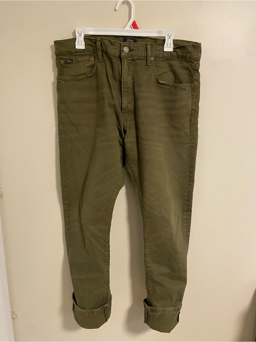 Polo Ralph Lauren Olive Green Denim Jeans 36/32 Sullivan Slim